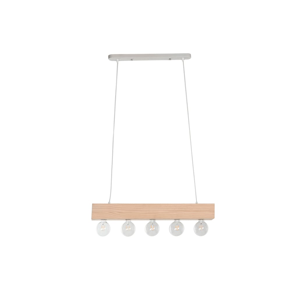 Plafonnier 5 ampoules en bois marron 80x10x30 cm — vue 4