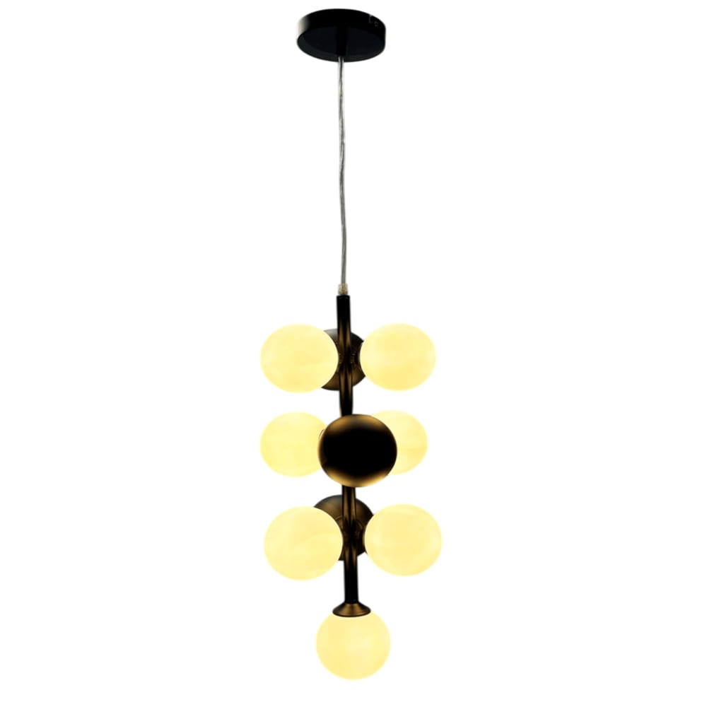 Plafonnier boules en acier et verre noir 24x24x60 cm — vue 4