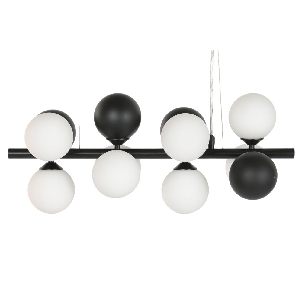 Plafonnier boules en acier et verre noir 60x20x96 cm