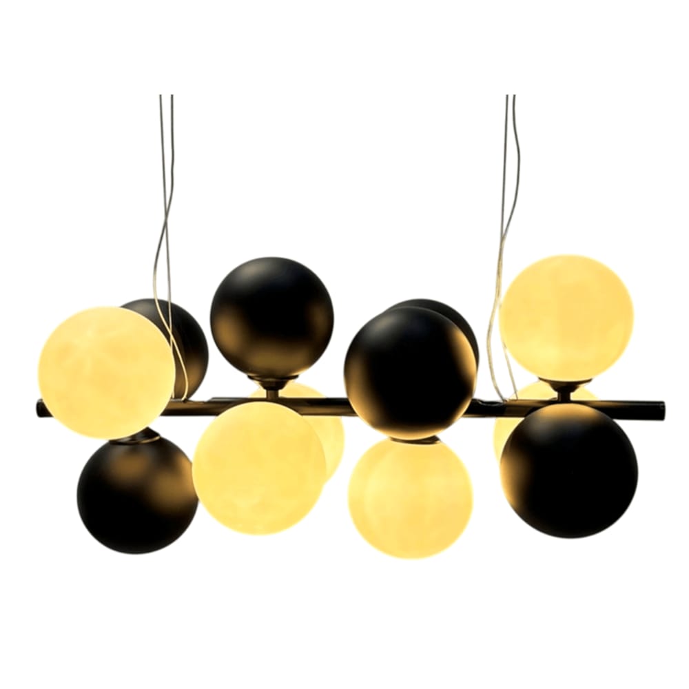 Plafonnier boules en acier et verre noir 60x20x96 cm — vue 4