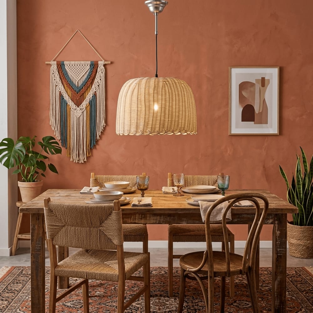 Plafonnier en rotin marron 39x39x30 cm — vue 3