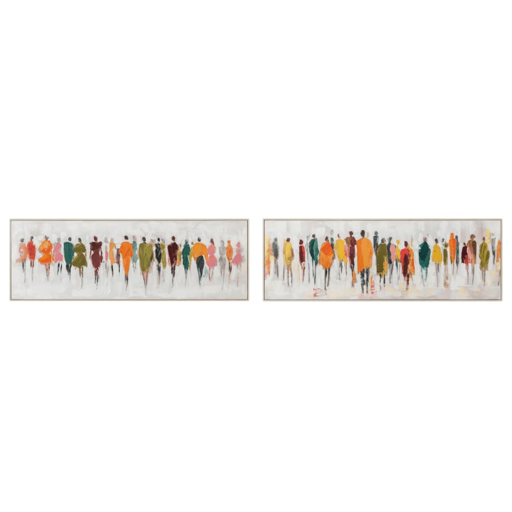 Lot 2 tableaux personnages en tissu multicolore 152x3x52 cm