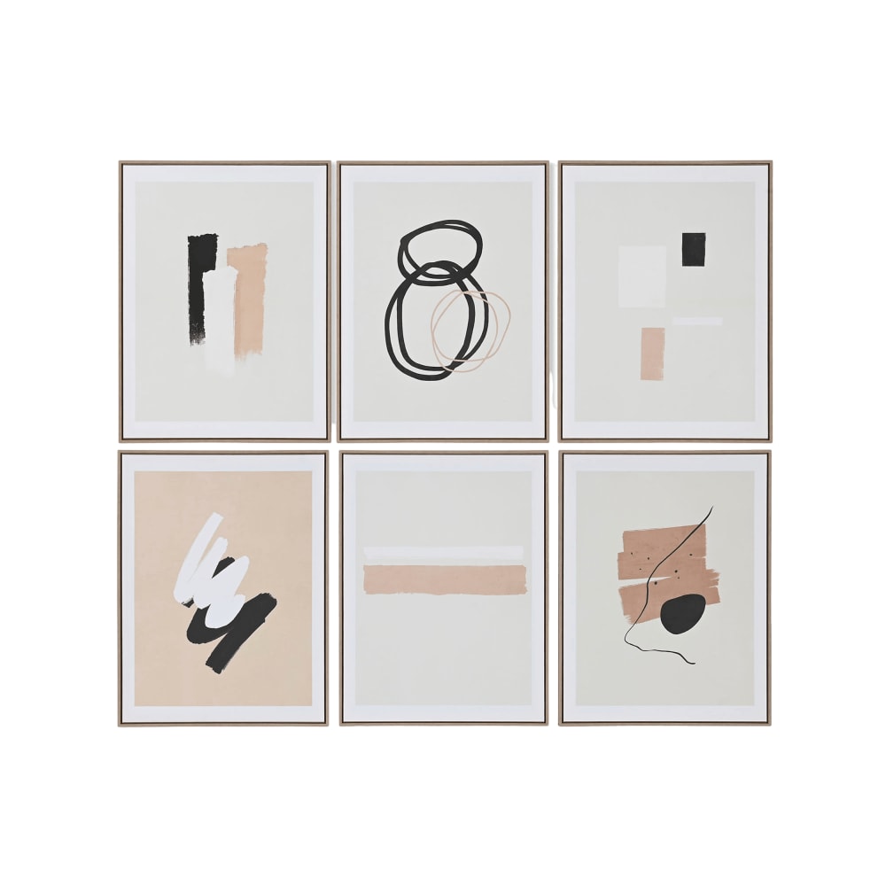 Lot 6 tableaux moderne en tissu beige 60x4x80 cm
