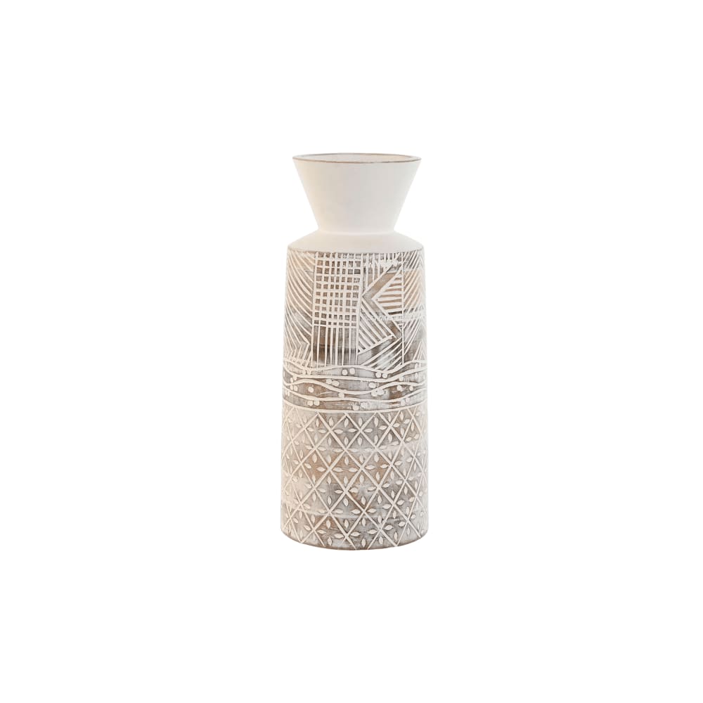 Vase en manguier blanc 15x15x22 cm