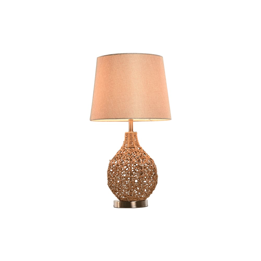 Lampe en rotin et lin beige 33x33x60 cm