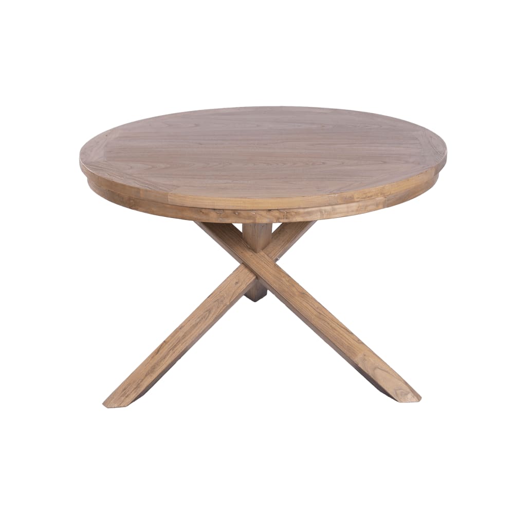Table de salle à manger ronde en bois recyclé marron 120x120x76 cm