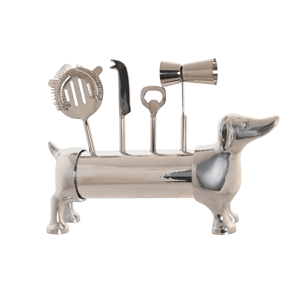 Ensemble de 4 accessoires à cocktail en inox argenté 37x9x18 cm