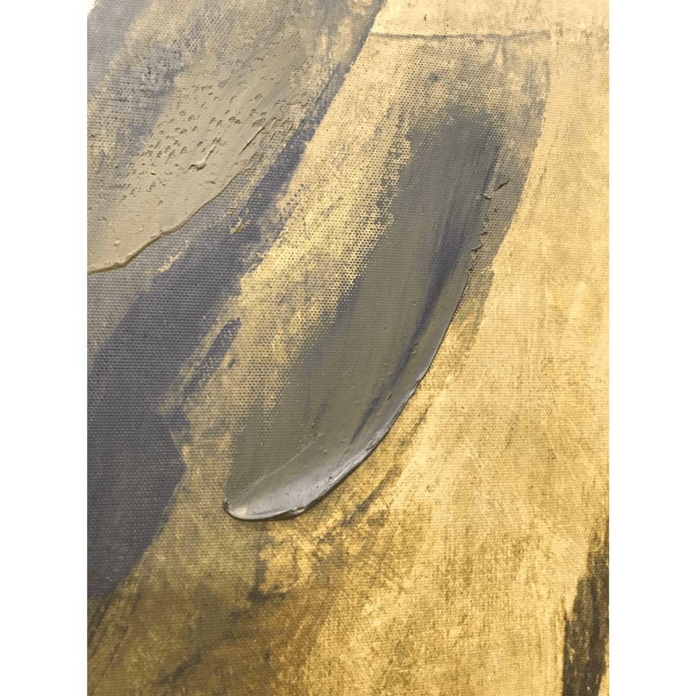 Tableau abstrait en tissu peint main beige 120x4x160 cm — vue 4