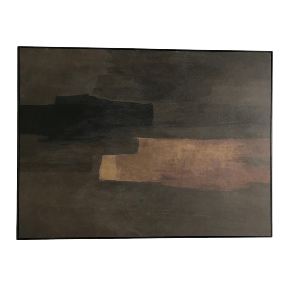 Tableau abstrait en tissu peint main vert mousse 160x4x120 cm