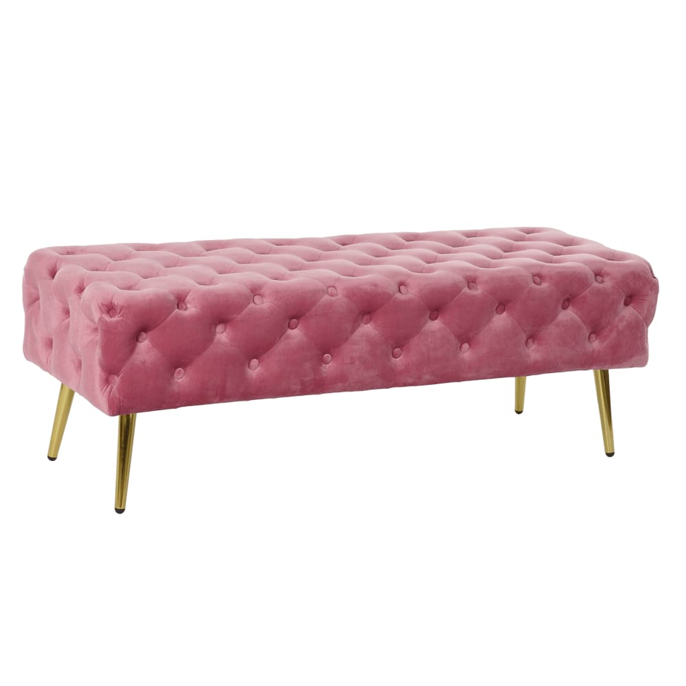 Banquette en polyester capitonnée rose 120x45x40 cm