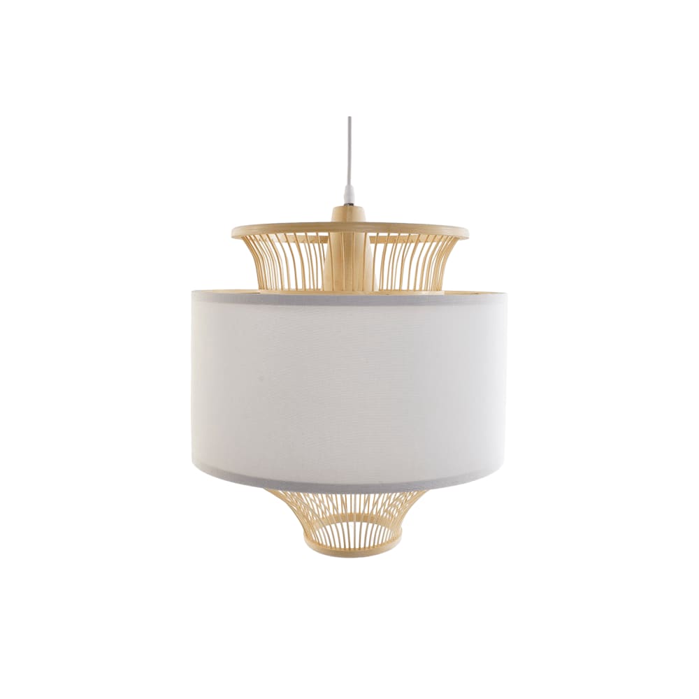 Plafonnier en bambou et polyester blanc 40x40x52 cm