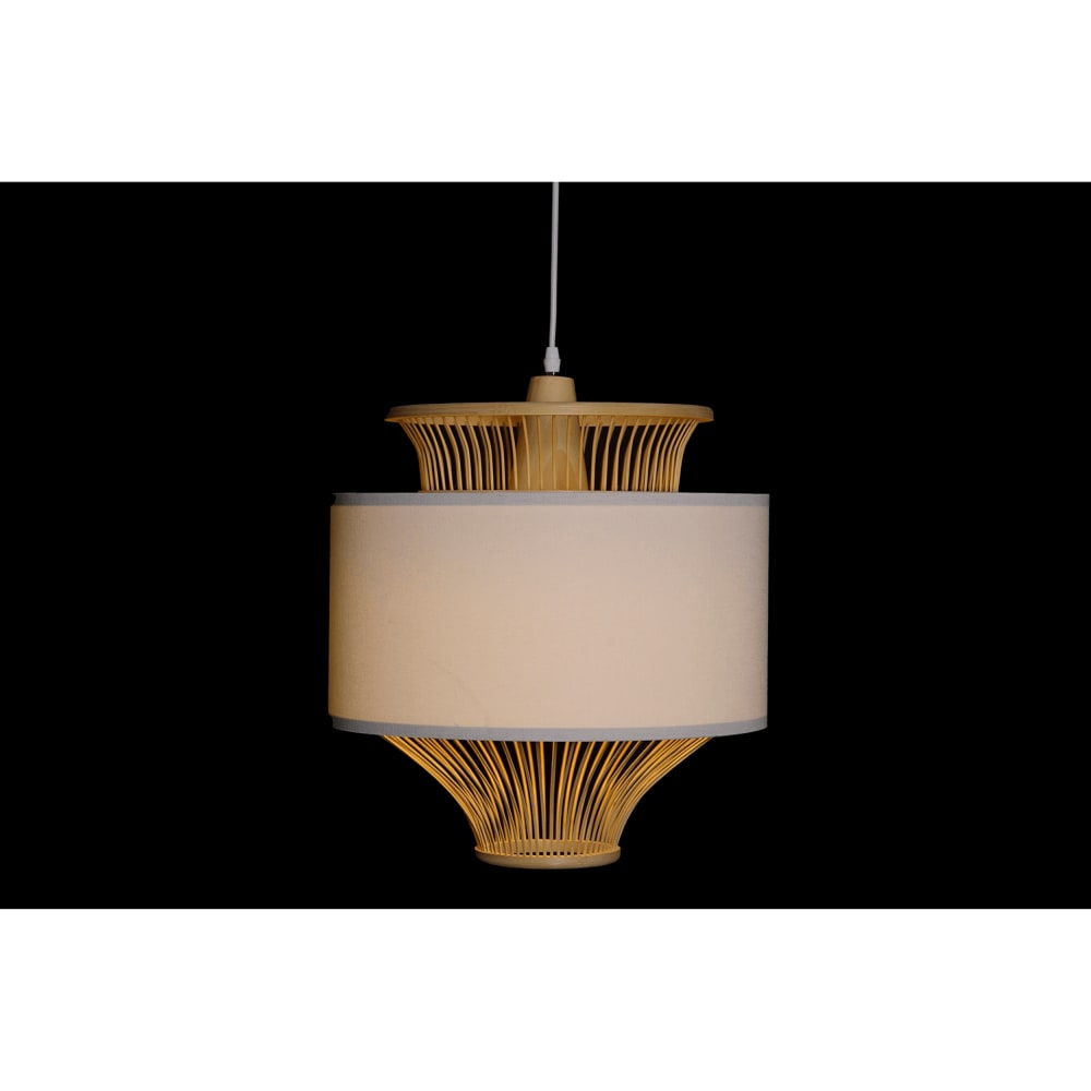 Plafonnier en bambou et polyester blanc 40x40x52 cm — vue 4