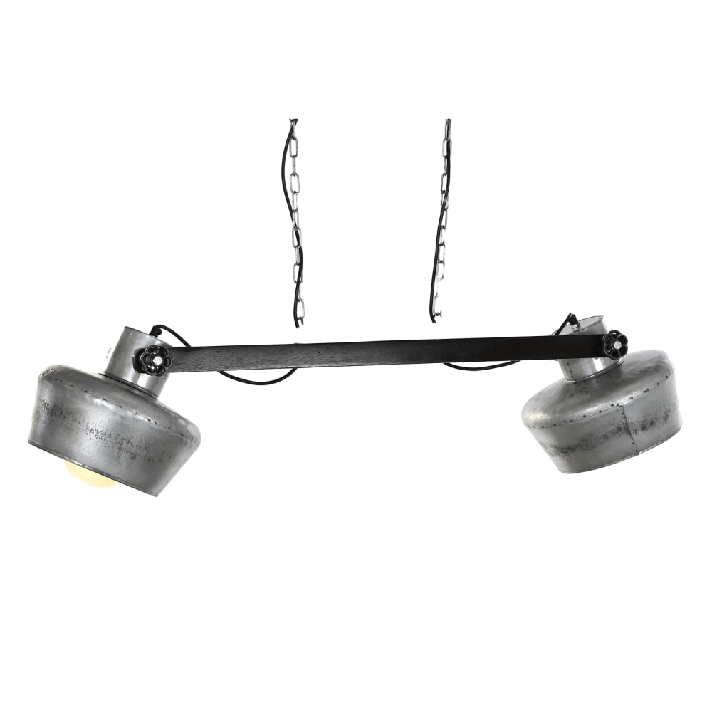 Plafonnier 2 spots en fer et manguier gris 104x25x28 cm