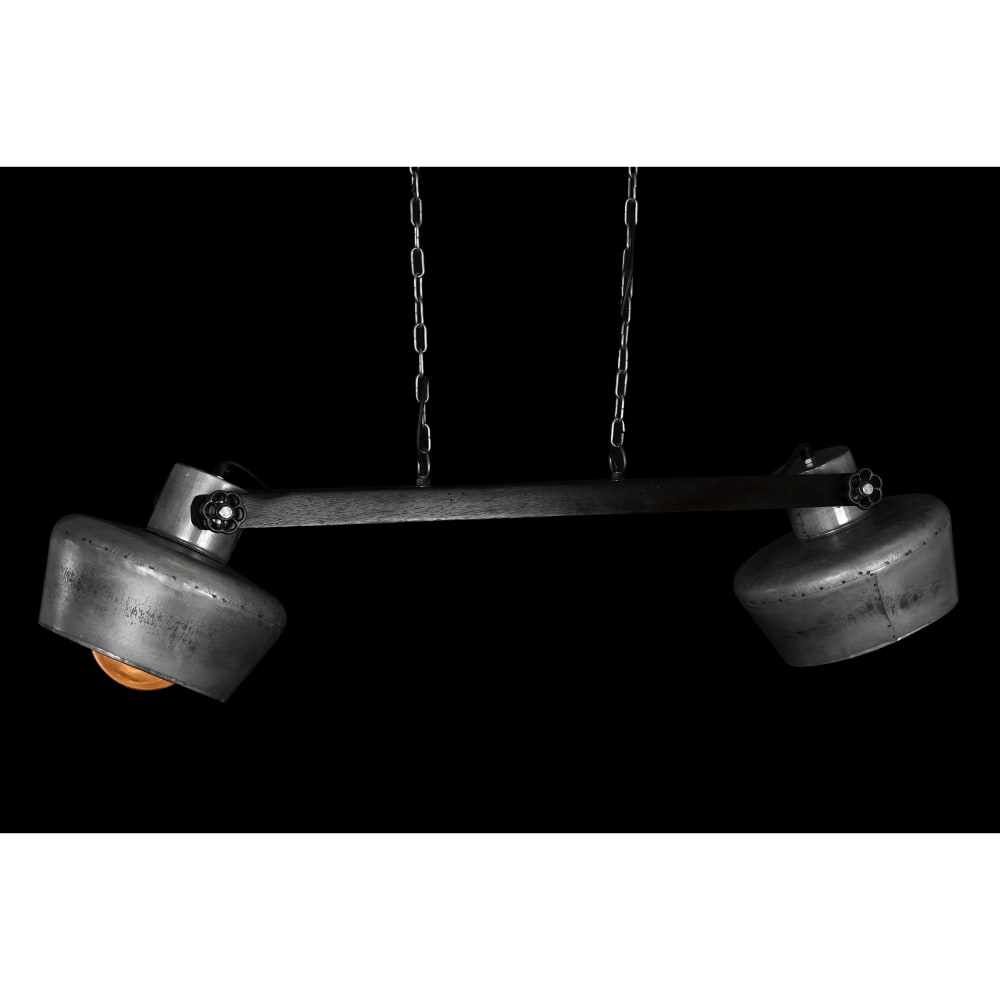 Plafonnier 2 spots en fer et manguier gris 104x25x28 cm — vue 4