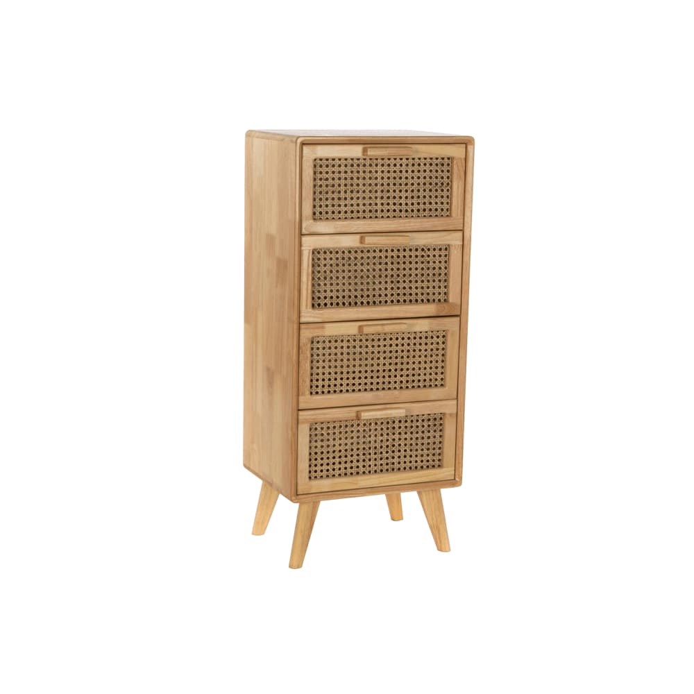 Commode en hévéa et rotin marron 40x30x90 cm