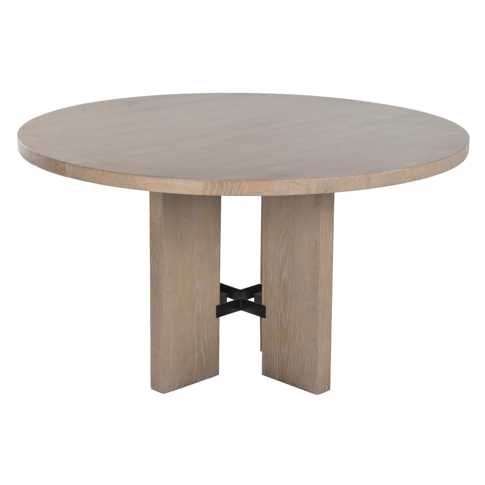 Table de salle à manger ronde en frêne marron 135x135x75 cm