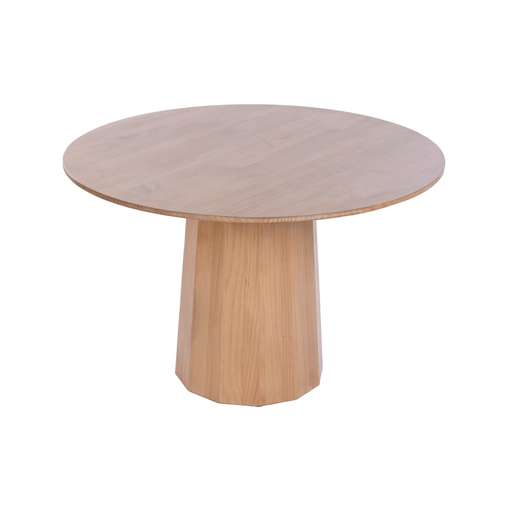 Table de salle à manger ronde en sapin et mdf marron 120x120x78 cm
