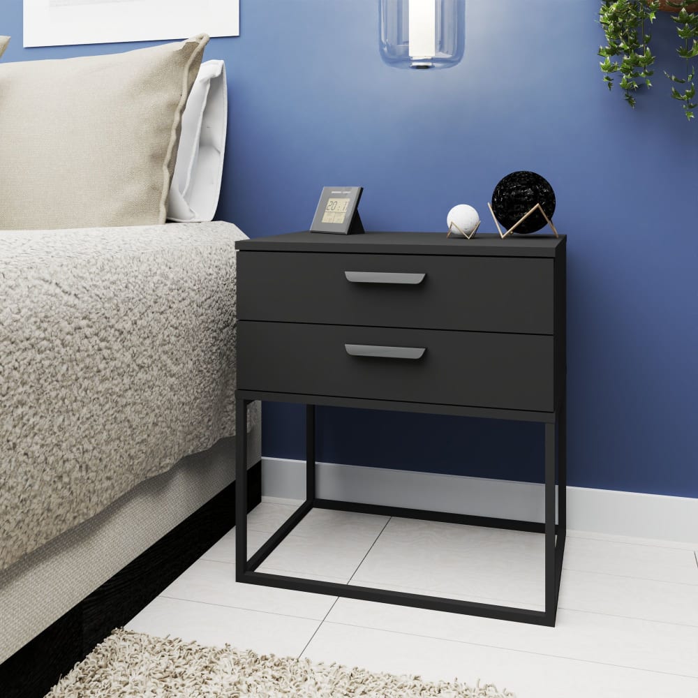 Nachttisch (2-St) rechteckige, minimalistisches Design, anthrazit