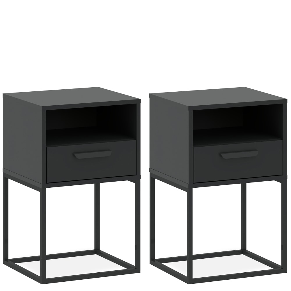 KONSIMO Nachttisch (2-St) rechteckige, minimalistisches Design, anthrazit style modern Grau Metall