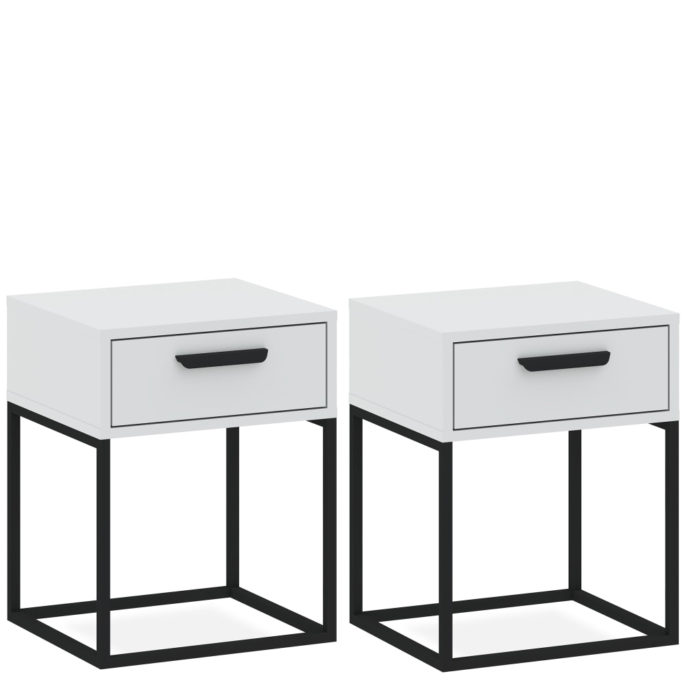 KONSIMO Nachttisch (2-St) rechteckige, minimalistisches Design, weiß style modern - Metall