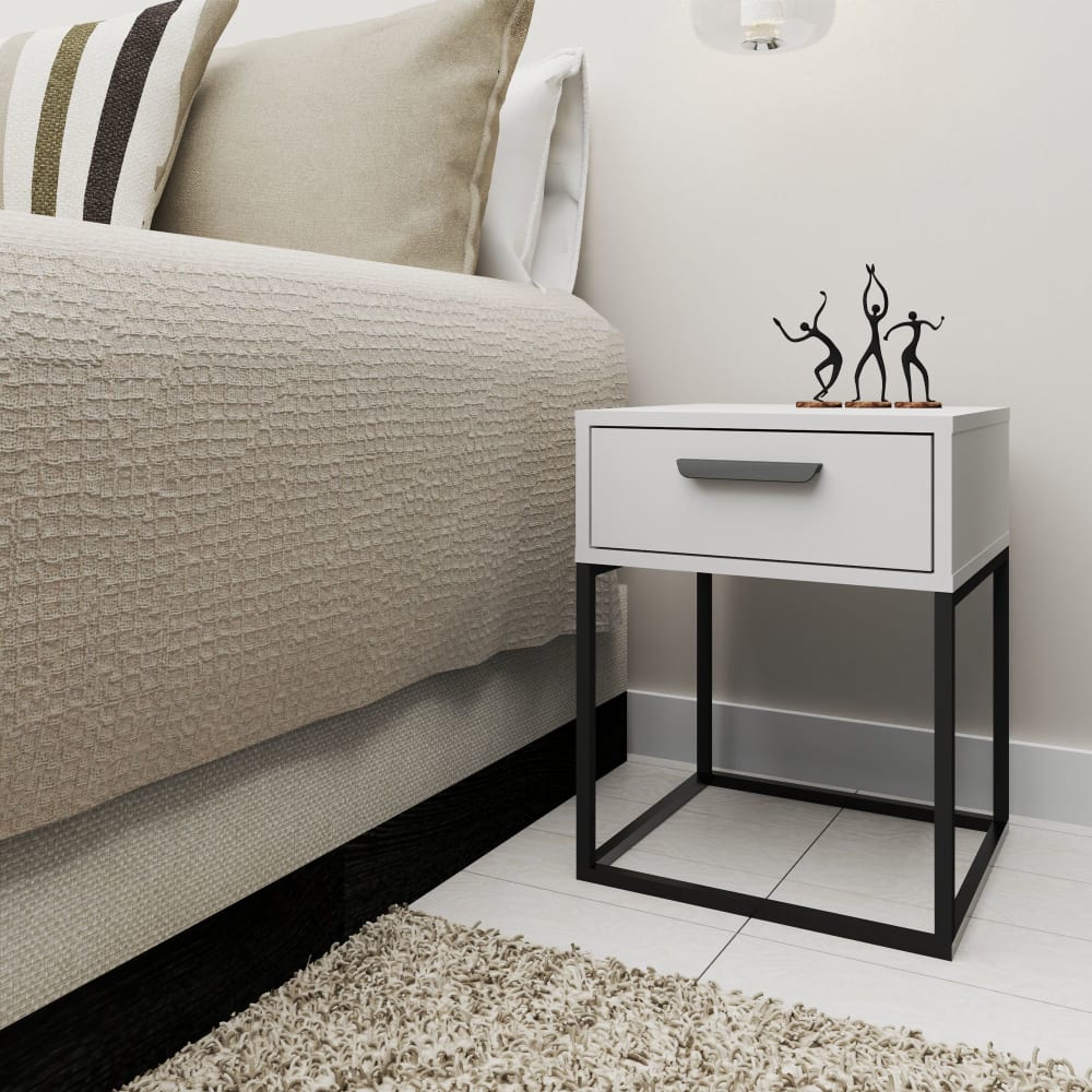 Nachttisch (2-St) rechteckige, minimalistisches Design, weiß -