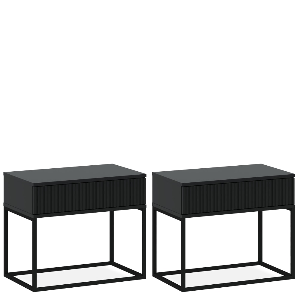 KONSIMO Nachttisch (2-St) rechteckige, minimalistisches Design, anthrazit style modern Grau Metall