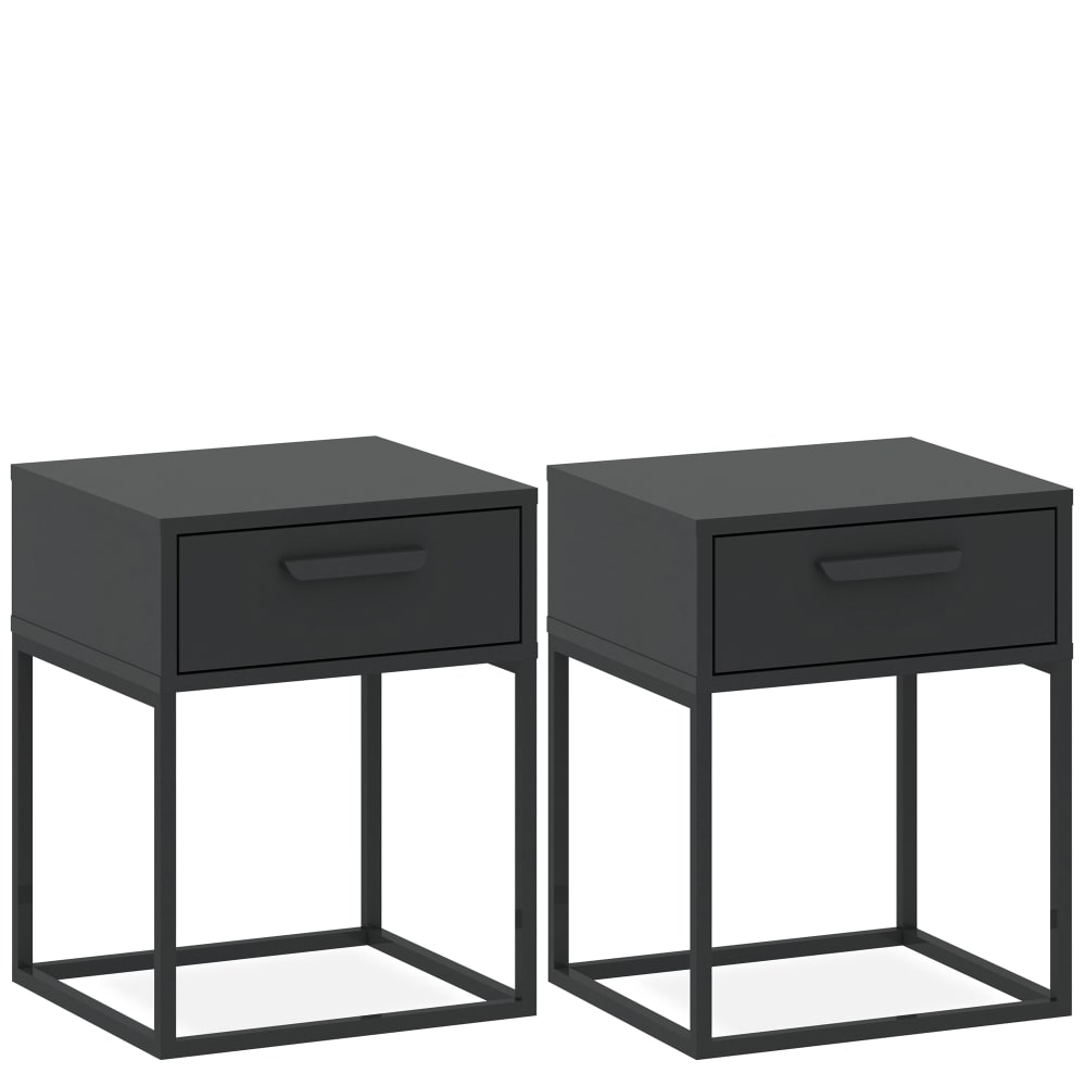 KONSIMO Nachttisch (2-St) rechteckige, minimalistisches Design, anthrazit style modern Grau Metall