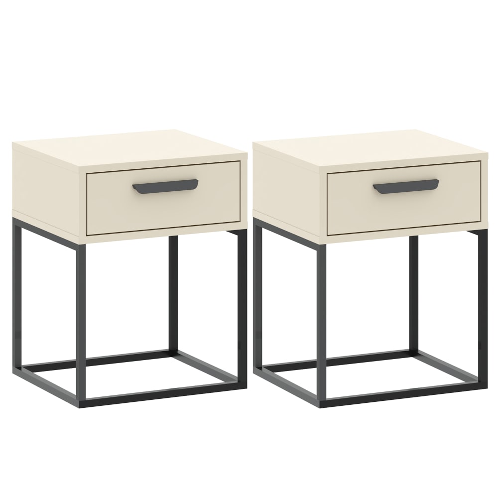 KONSIMO Nachttisch (2-St) rechteckige, minimalistisches Design, creme style modern Beige Metall