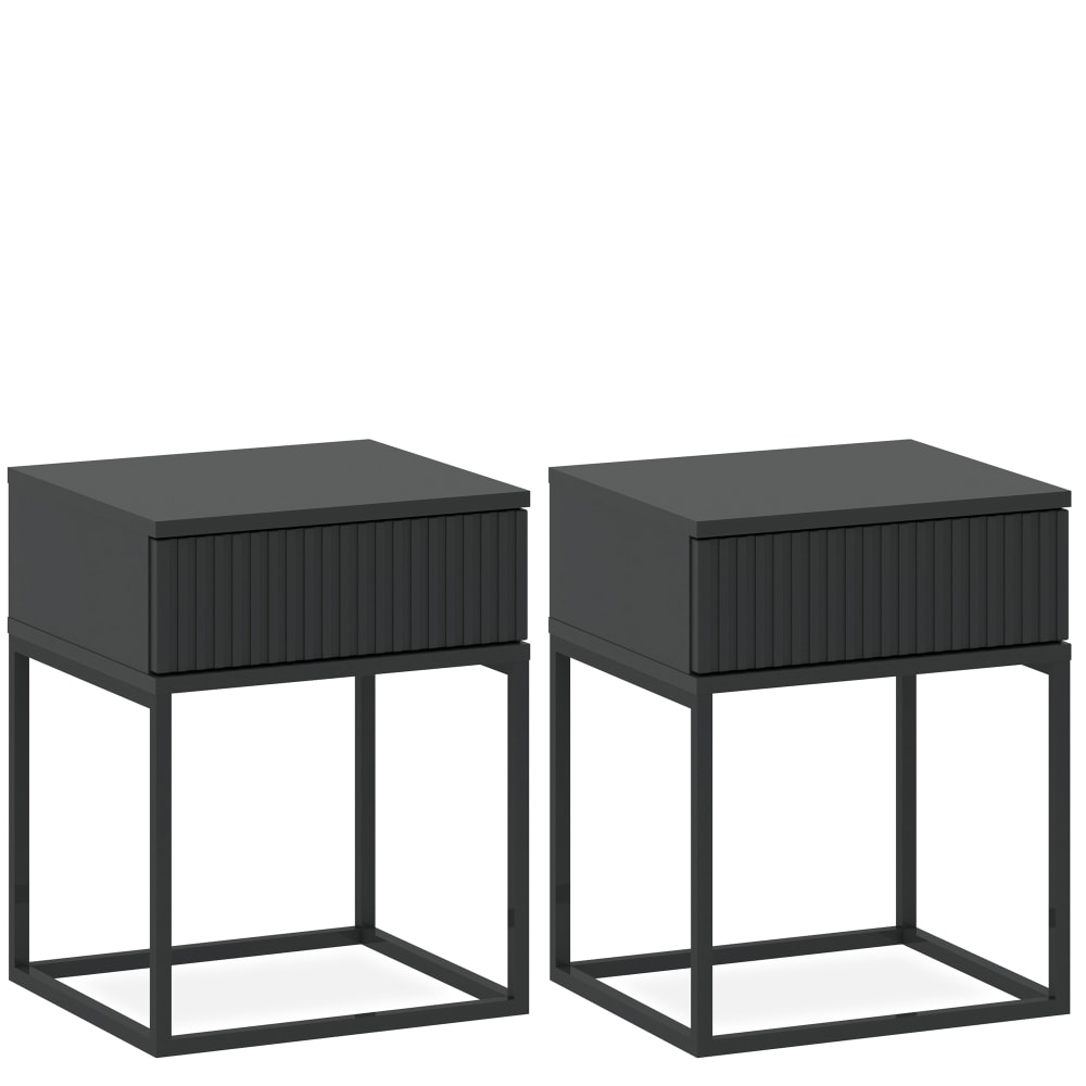 KONSIMO Nachttisch (2-St) rechteckige, minimalistisches Design, anthrazit style modern Grau Metall