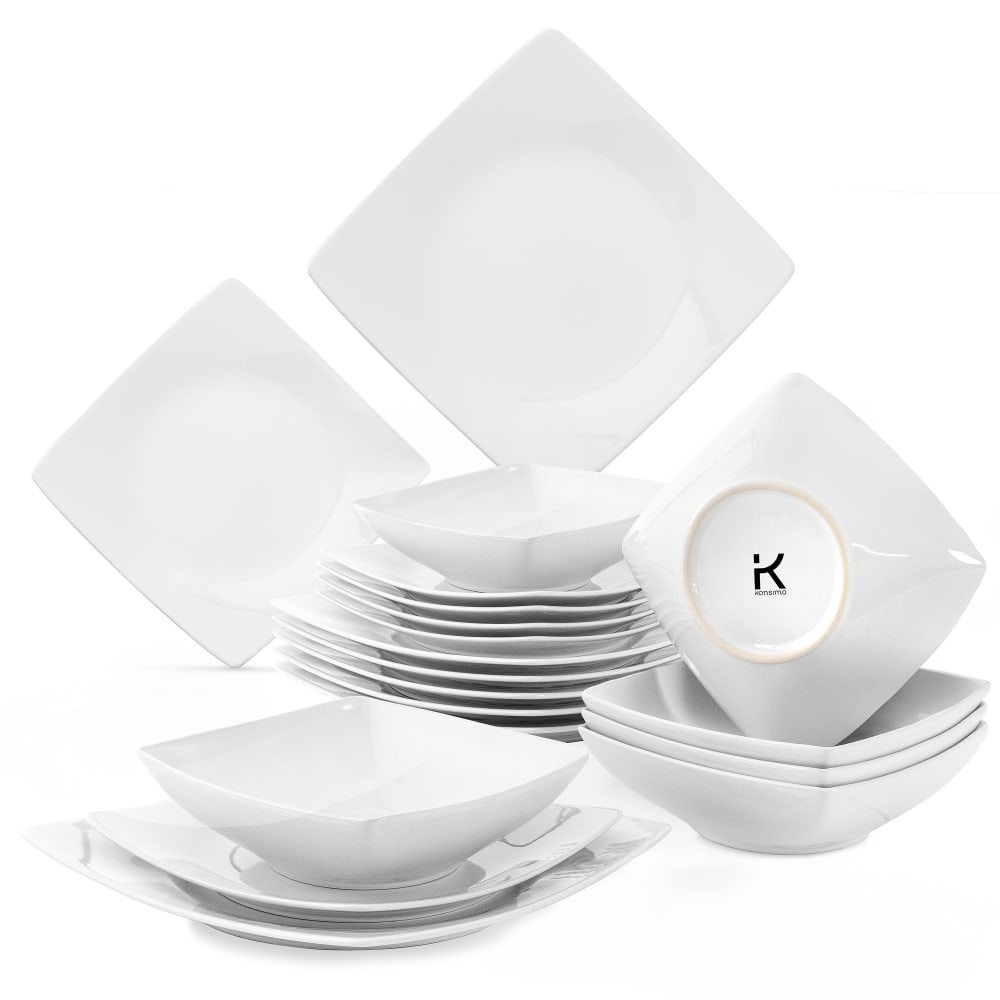KONSIMO Tafelservice 18-tlg 6 Pers. Weiß Keramik