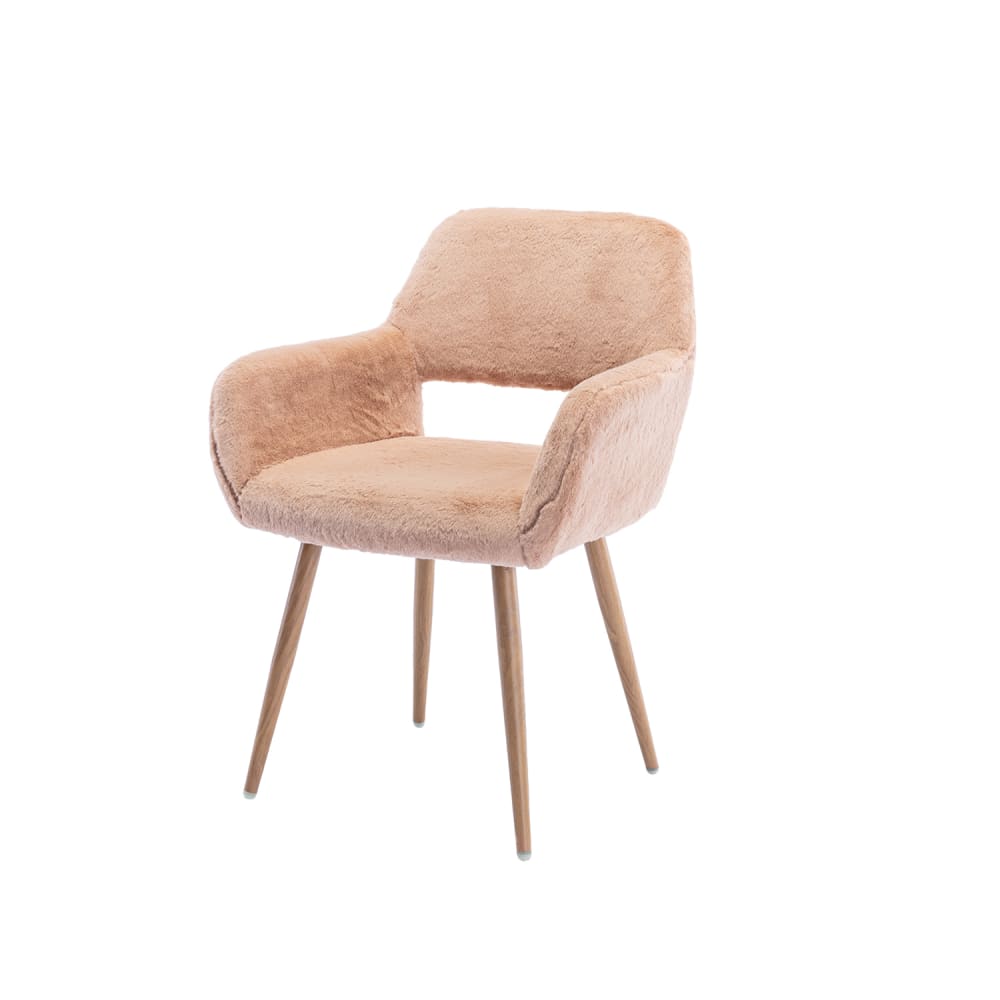 Chaise de bureau en fausse fourrure avec pieds en acier, camel Chaise de bureau en fausse fourrure avec pieds en acier, camel