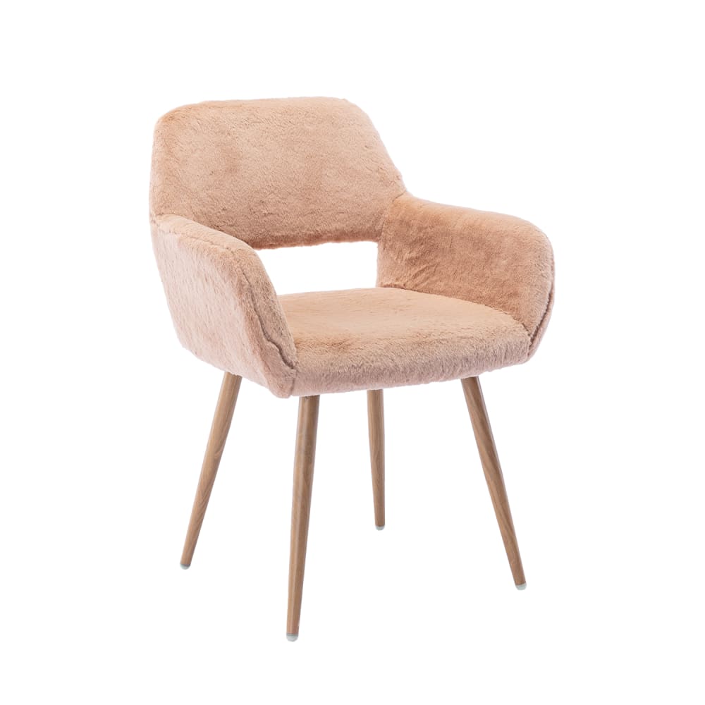 Chaise fausse fourrure avec pieds acier, camel Chaise fausse fourrure avec pieds acier, camel