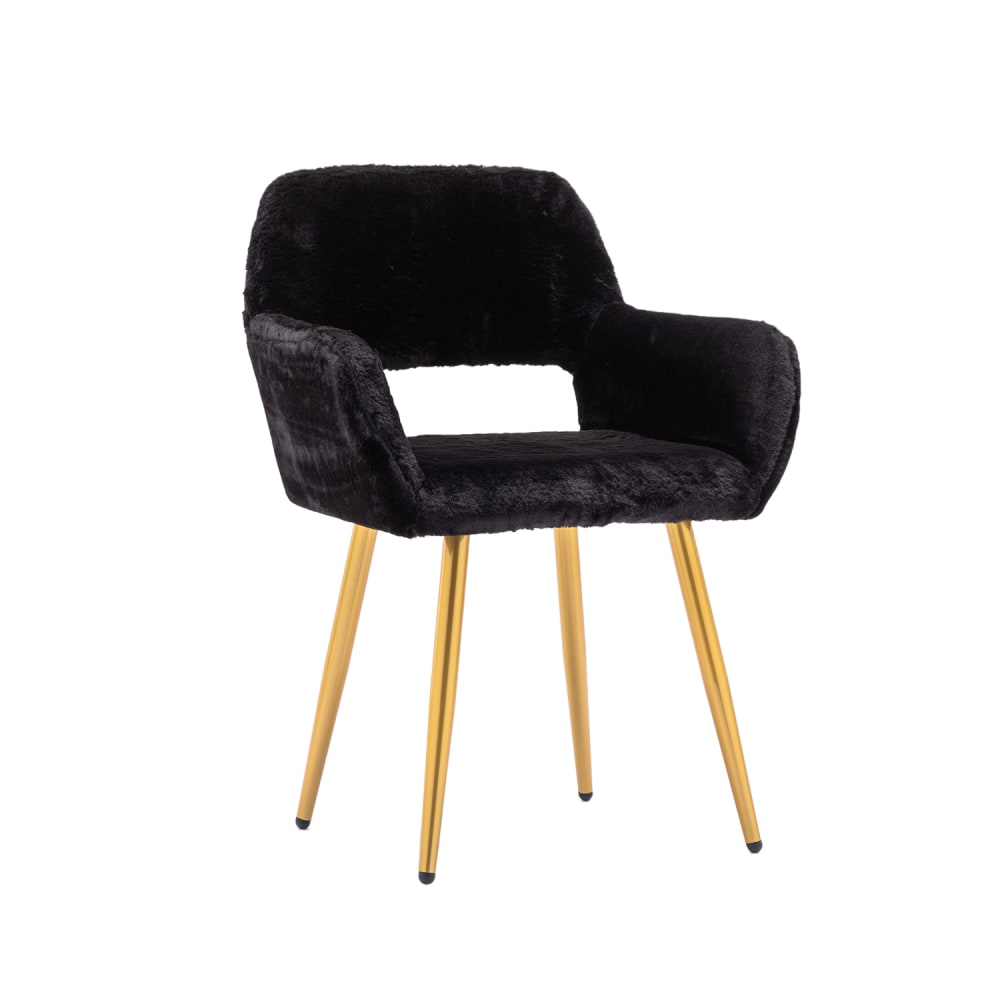 Meubles Cosy Kunstfell-Esszimmerstuhl mit Stahlbeinen, schwarz style classic chic - Webpelz