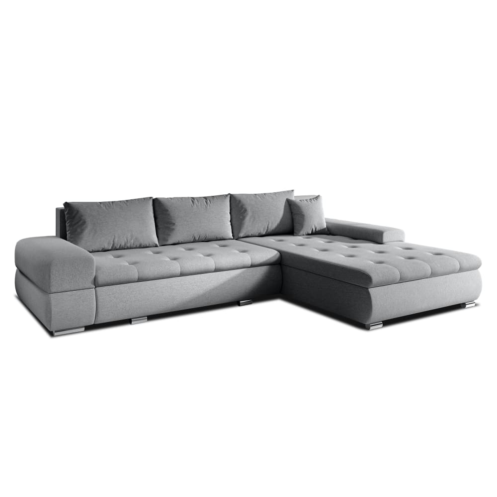 Ax Living Ecksofa mit Schlaffunktion und Bettkasten, Grau - 310 cm style modern Grau Stoff