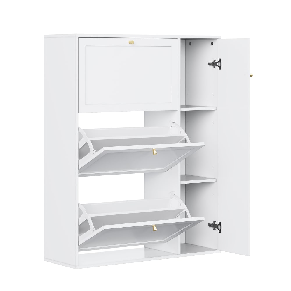 Flieks Schuhschrank Klappen Tür Verstellbare Trennwände Weiß style modern Weiß Spanplatte