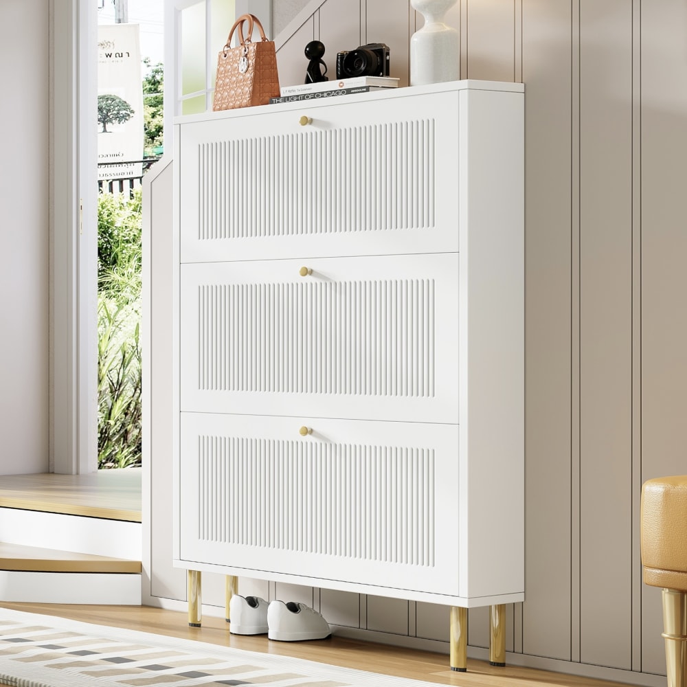 Schmaler Schuhkipper 3 Klapptüren 6 Ablagen Modernes Design -