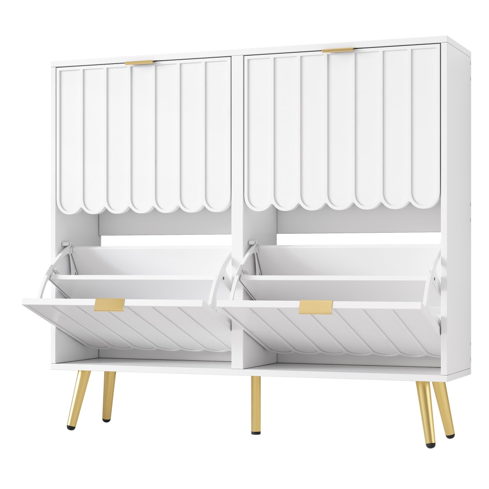 Flieks Schmaler Schuhkipper 4 Klappen Verstellbare Trennböden style modern Weiß Spanplatte