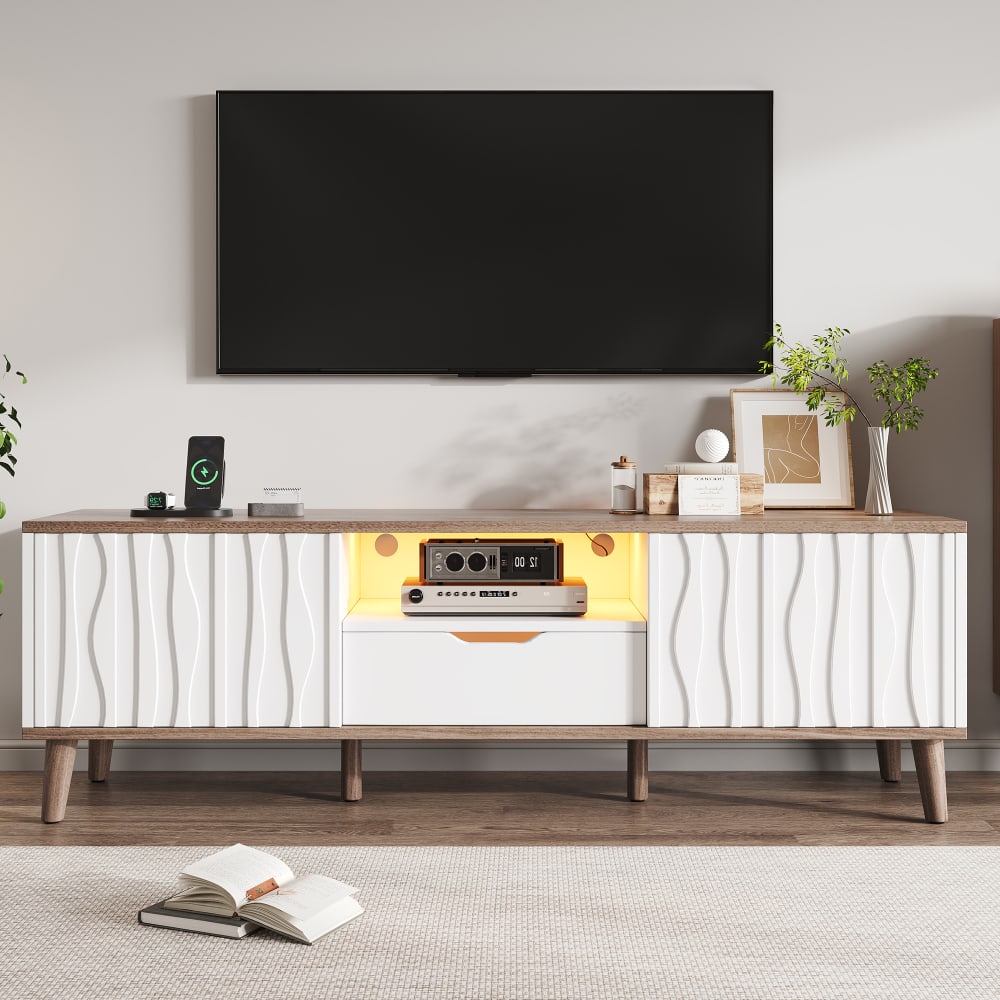 LED TV Schrank Mit Stauraum Schiebetür Für TV Bis 70 Zoll -