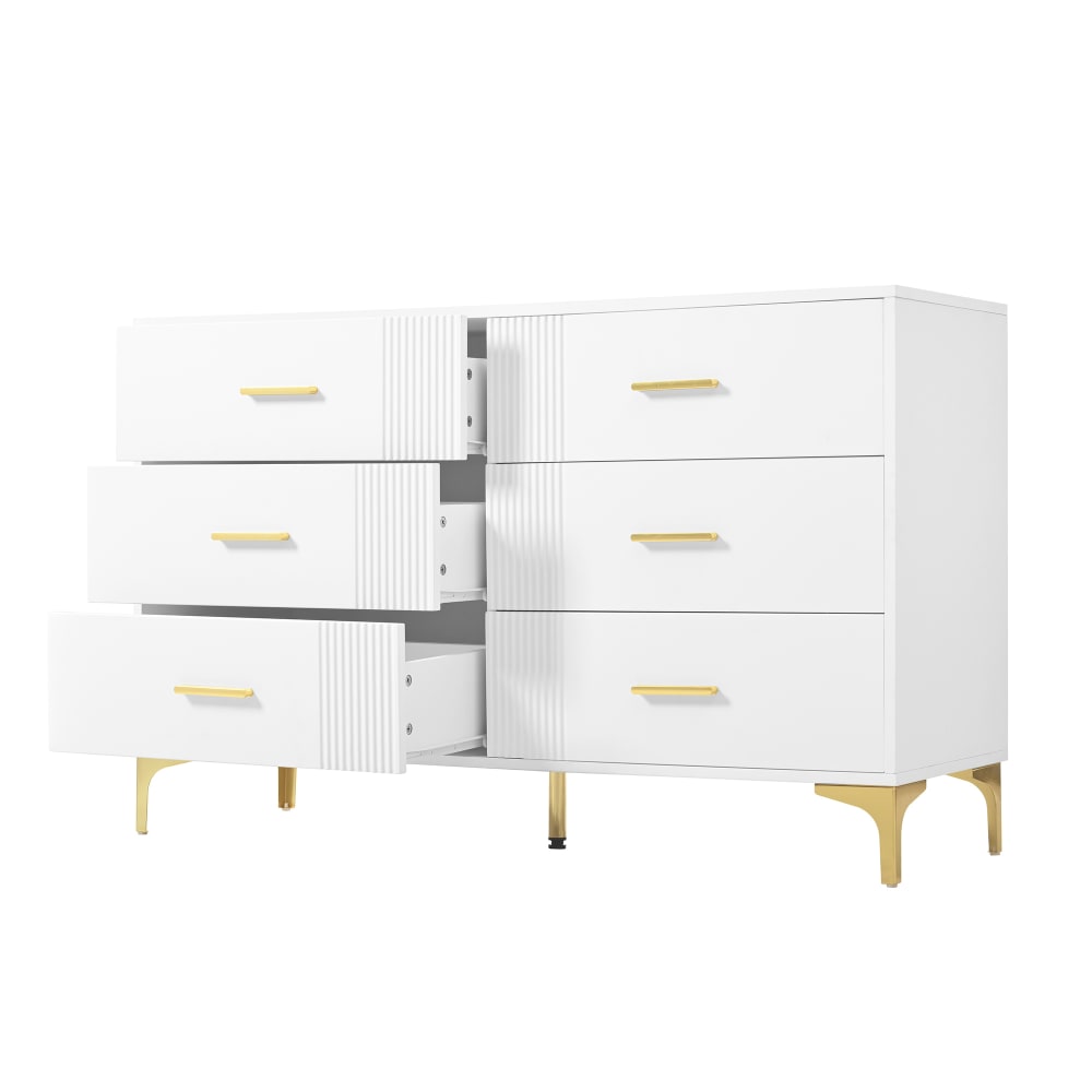 Flieks Kommode Weiß 6 Schubladen für Wohnzimmer und Schlafzimmer style modern Weiß Spanplatte