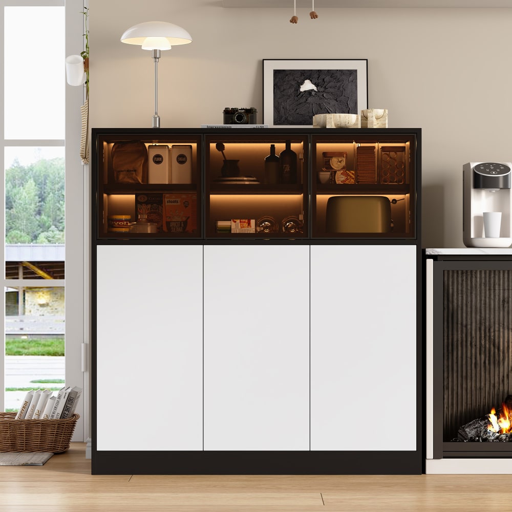 Sideboard Küchenschrank Beleuchtung Glastüren Stauraumschrank