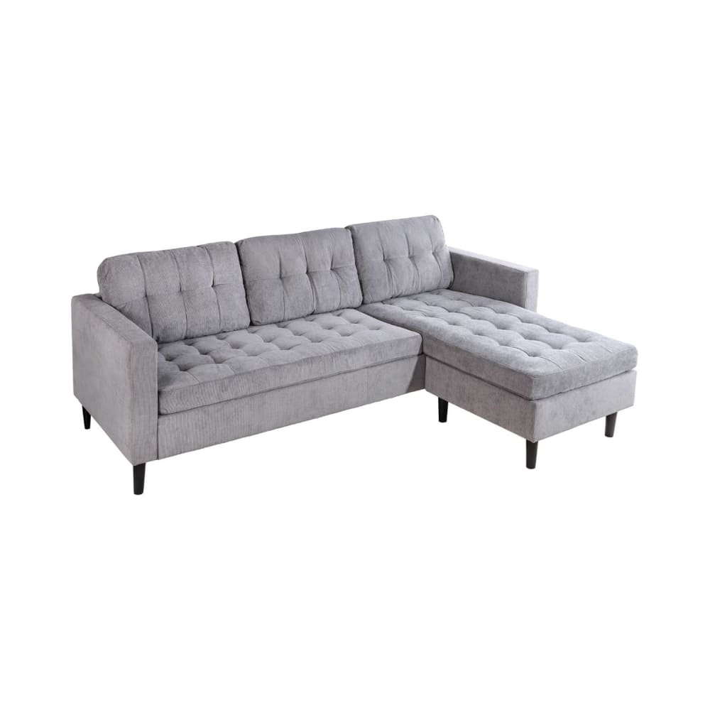 Canapé d'angle réversible 3 places en tissu texturé gris clair Canapé d'angle réversible 3 places en tissu texturé gris clair