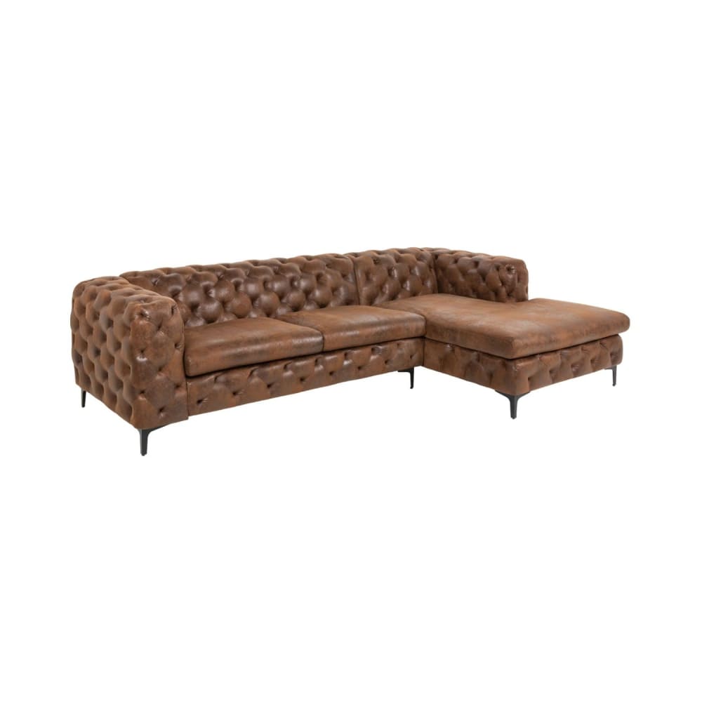 Canapé d'angle 4 places en microfibre de polyester marron