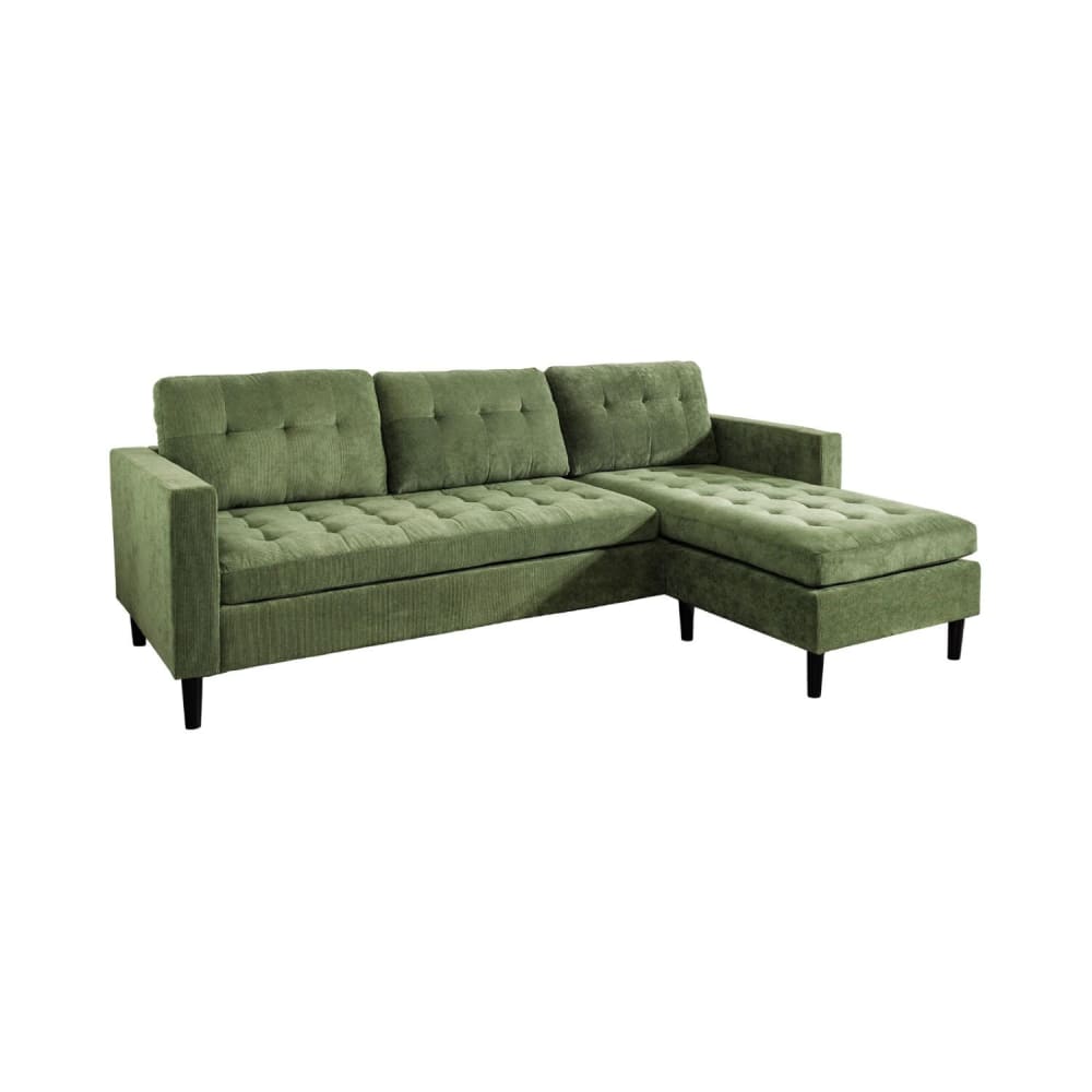 Canapé d'angle réversible 3 places en velours de polyester vert foncé Canapé d'angle réversible 3 places en velours de polyester vert foncé
