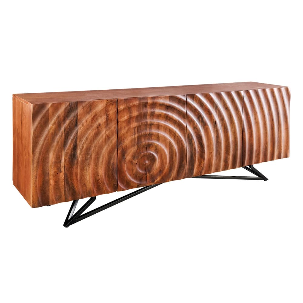 Buffet en bois de manguier foncé et pieds en fer noir 177x75x38cm Buffet en bois de manguier foncé et pieds en fer noir 177x75x38cm