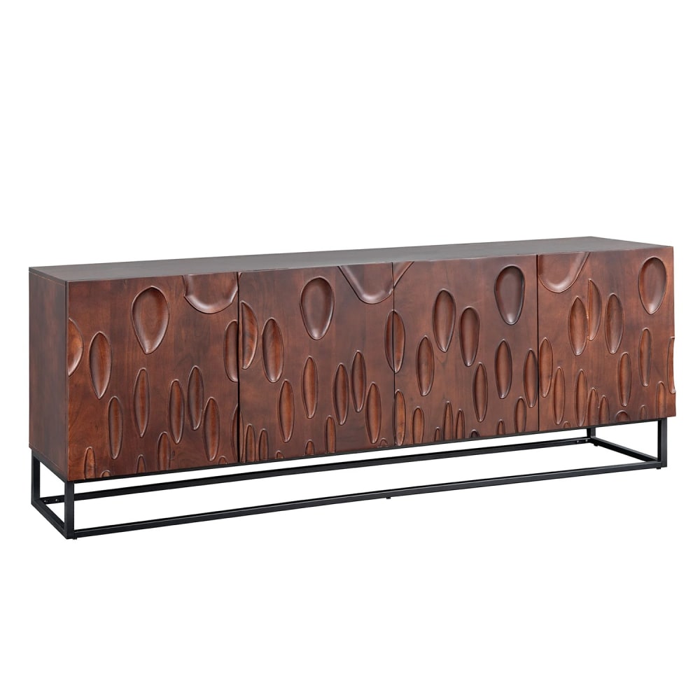 Buffet en bois massif d'acacia marron et pieds en fer noir 175x76x40cm Buffet en bois massif d'acacia marron et pieds en fer noir 175x76x40cm