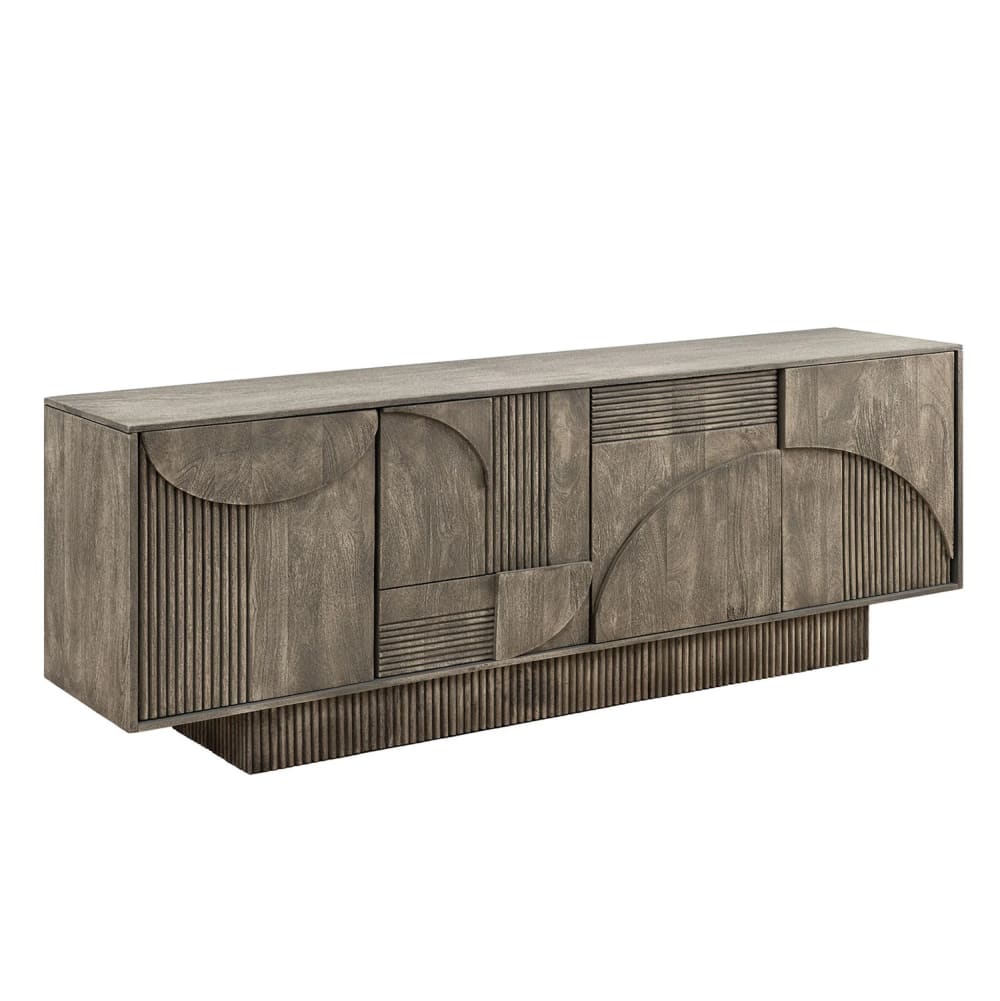 Buffet en bois massif de manguier gris 4 portes 170x80x38cm Buffet en bois massif de manguier gris 4 portes 170x80x38cm