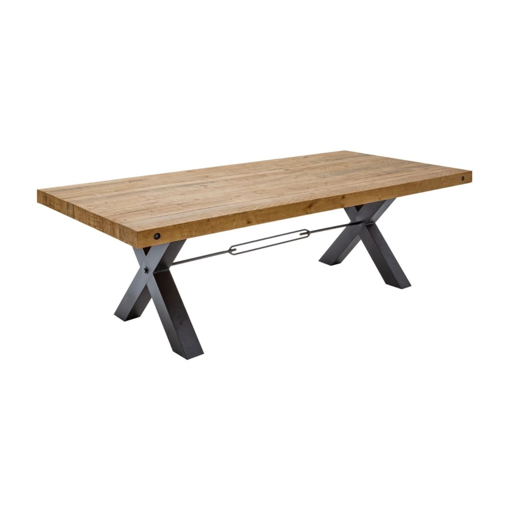 Table rectangulaire en bois de pin et pieds en fer noir 200x100cm
