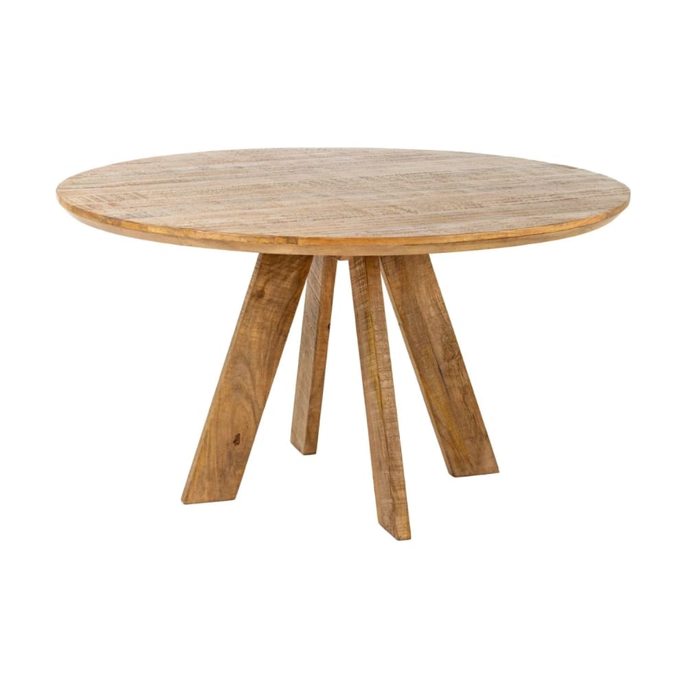 Table ronde en bois massif bois naturel 8 places miroir 140x76x140