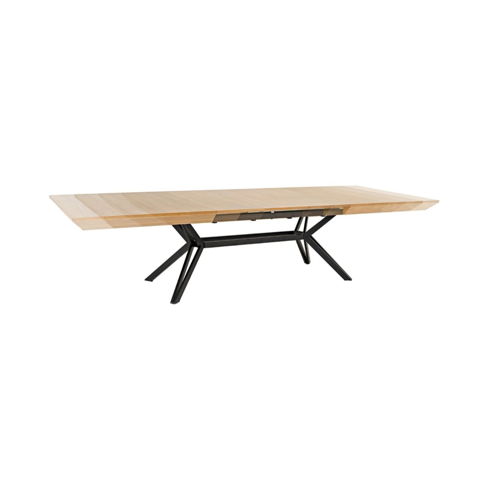 Table extensible plaquée en chêne clair et pieds en fer noir 200x120cm