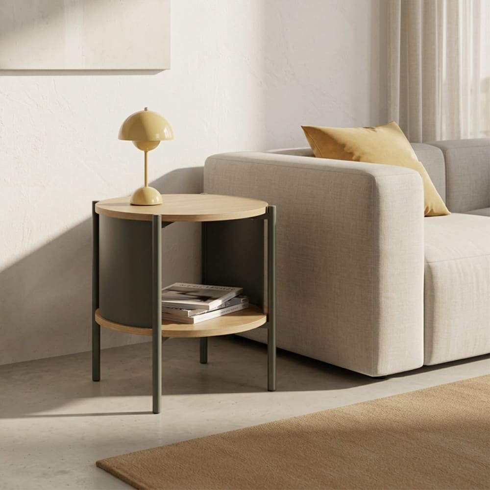 Table de chevet en bois et métal - vert